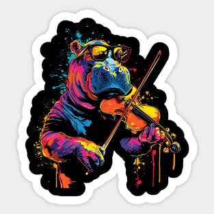 Hippo Playing Violin Sticker